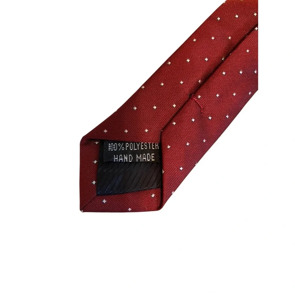 Handmade Burgundy Red Micro Dot Pattern Men's Necktie Polyester‎ Formal Tie